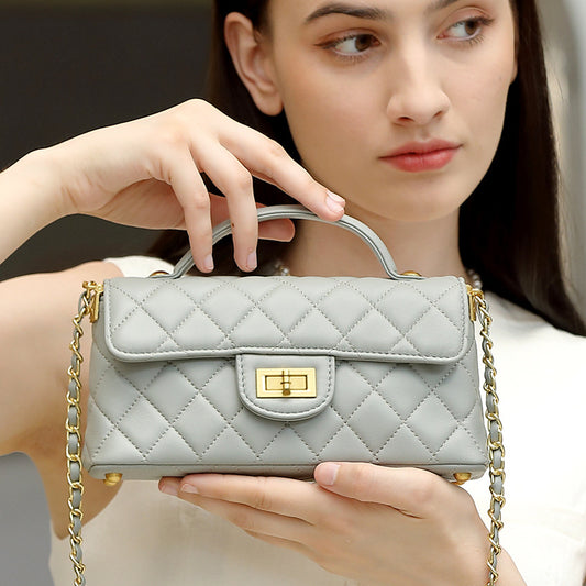 Light Luxury Genuine Leather Crossbody Bag – Minimalist Designer Shoulder Bag for Everyday Elegance