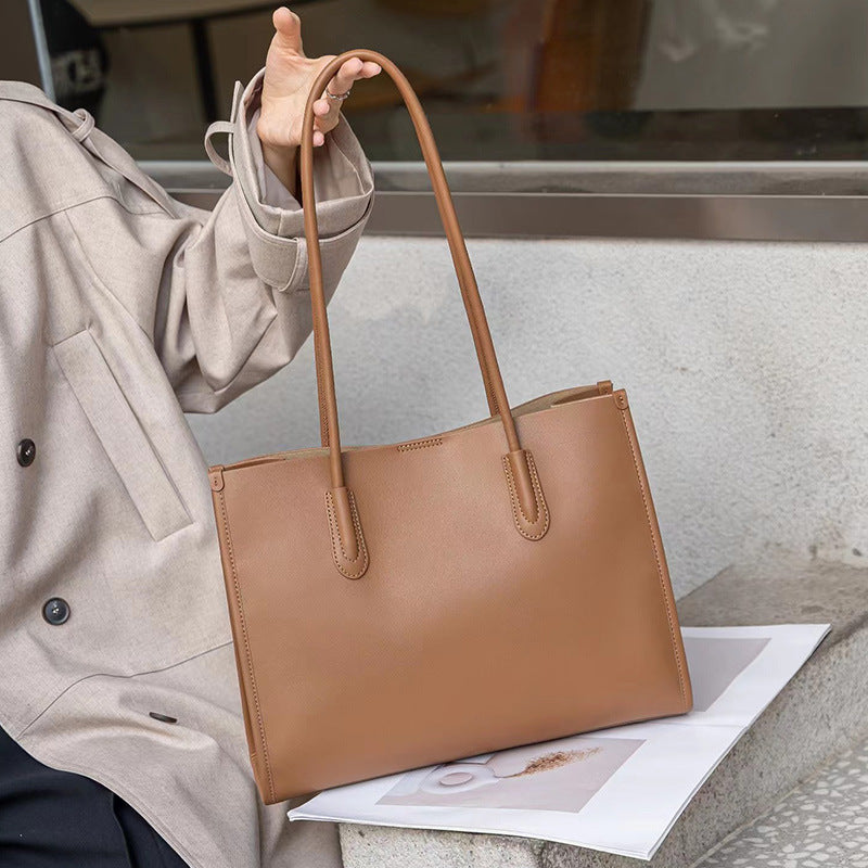 👜 Genuine Leather Bag Women's Tote Bag Commuter Shoulder Bag Large Capacity Large Bag