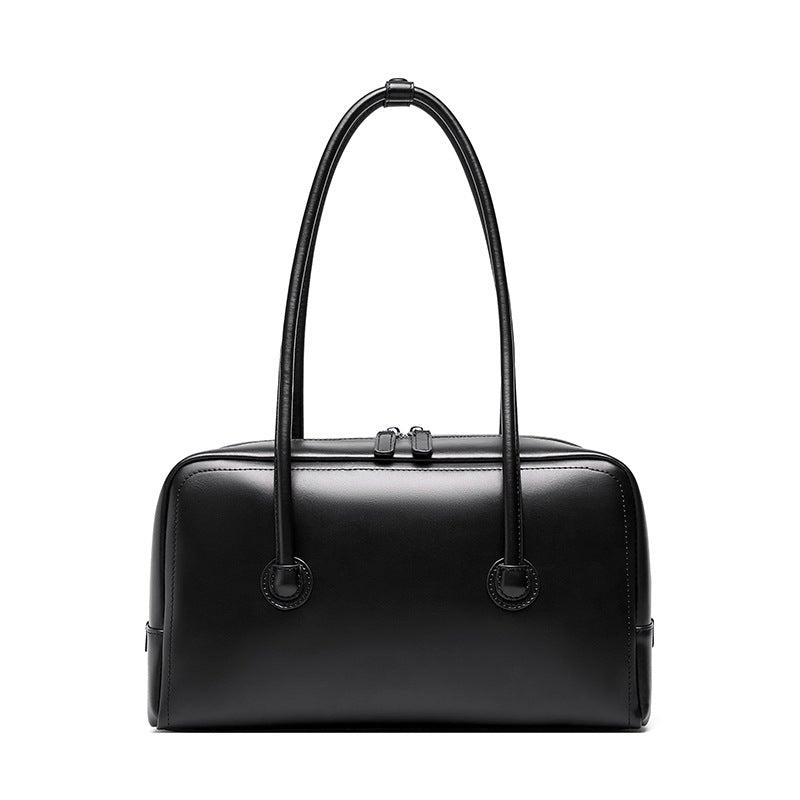 Genuine Leather Boston Bag – Elegant Structured Large Capacity Work & Everyday Bag
