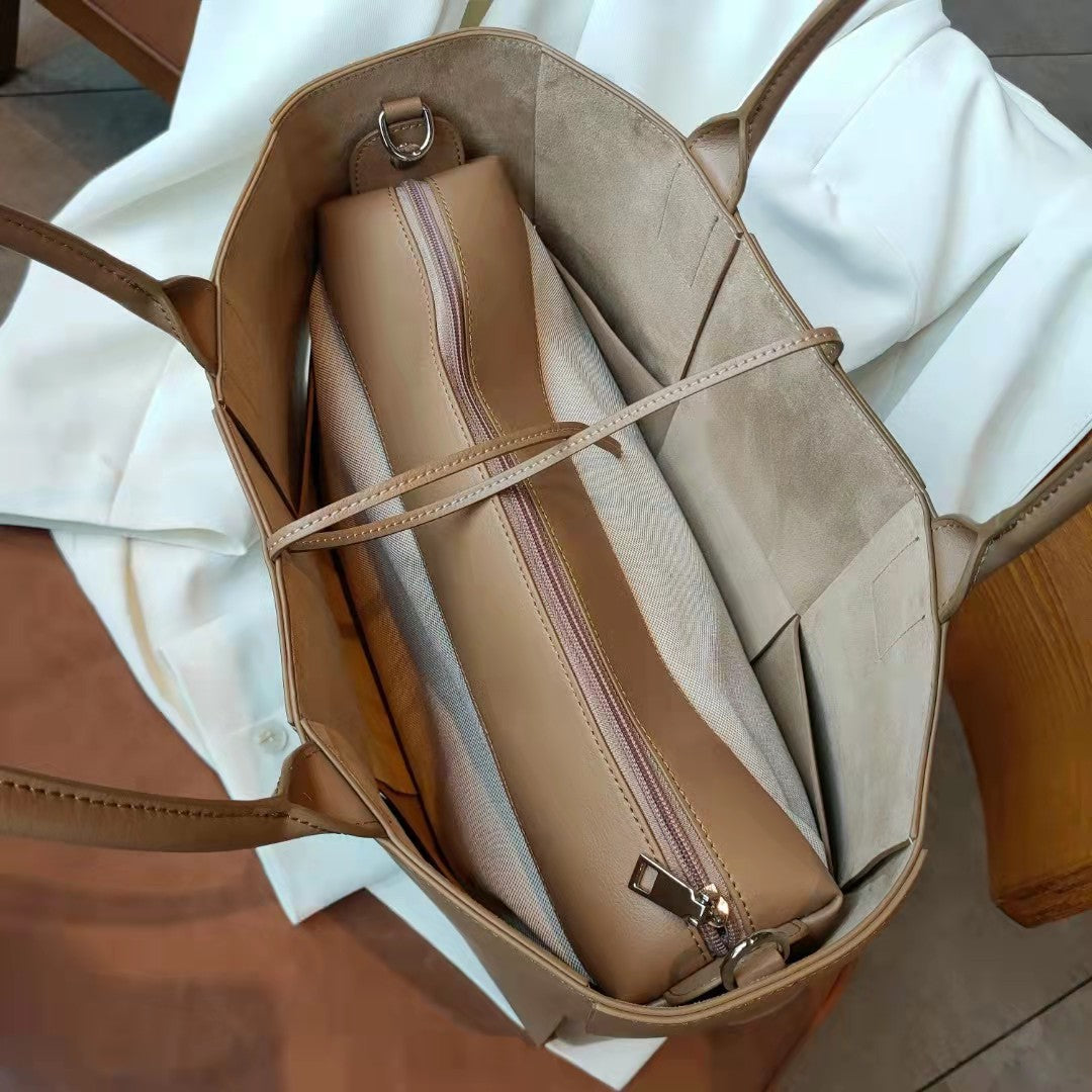 Top-Grain Cowhide Leather Tote Bag 🌸 | Elegant Large Capacity Shoulder Purse