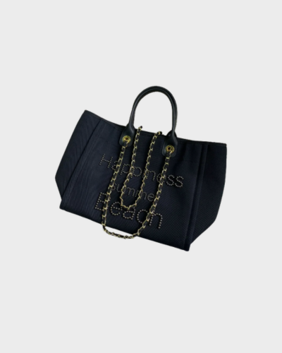 🌸 The Capri Pearl Mini™ | Canvas & Leather Beach Bag with Pearl Chain