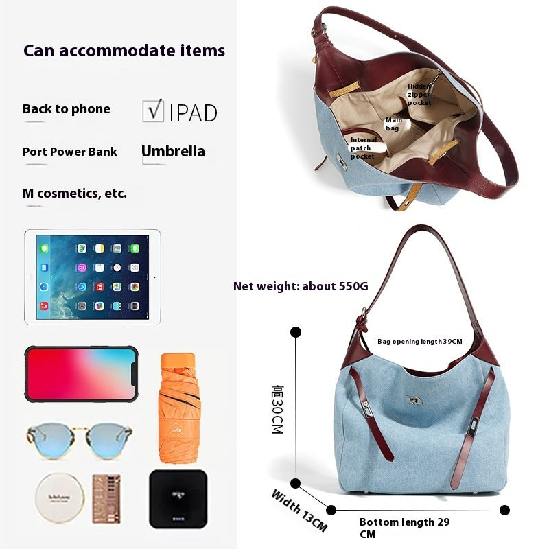 ✨Large Capacity Shoulder Denim Tote Bag