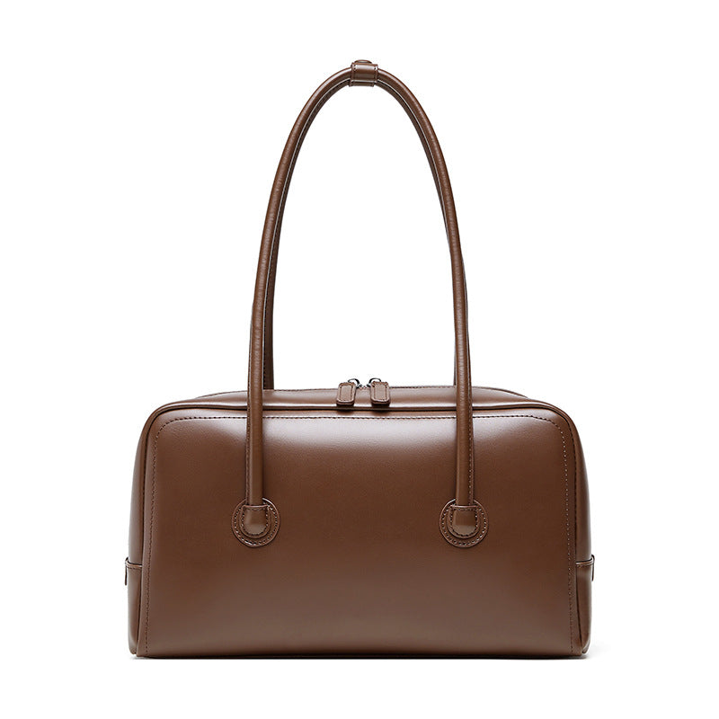 Genuine Leather Boston Bag – Elegant Structured Large Capacity Work & Everyday Bag