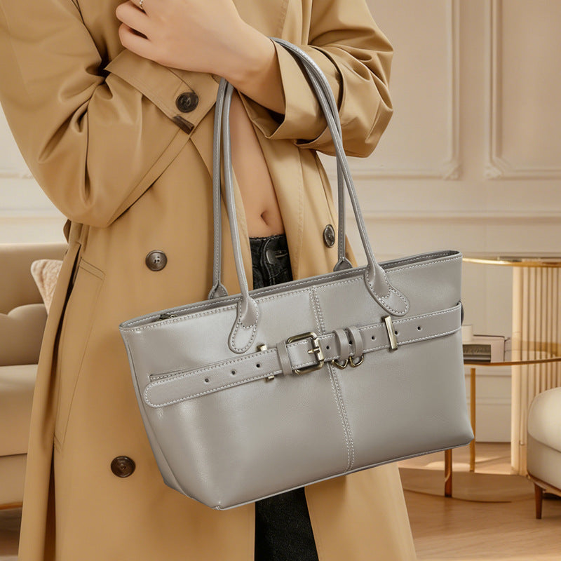 👜High-Quality Leather Fashionable Large-Capacity Commuter Shoulder Bag