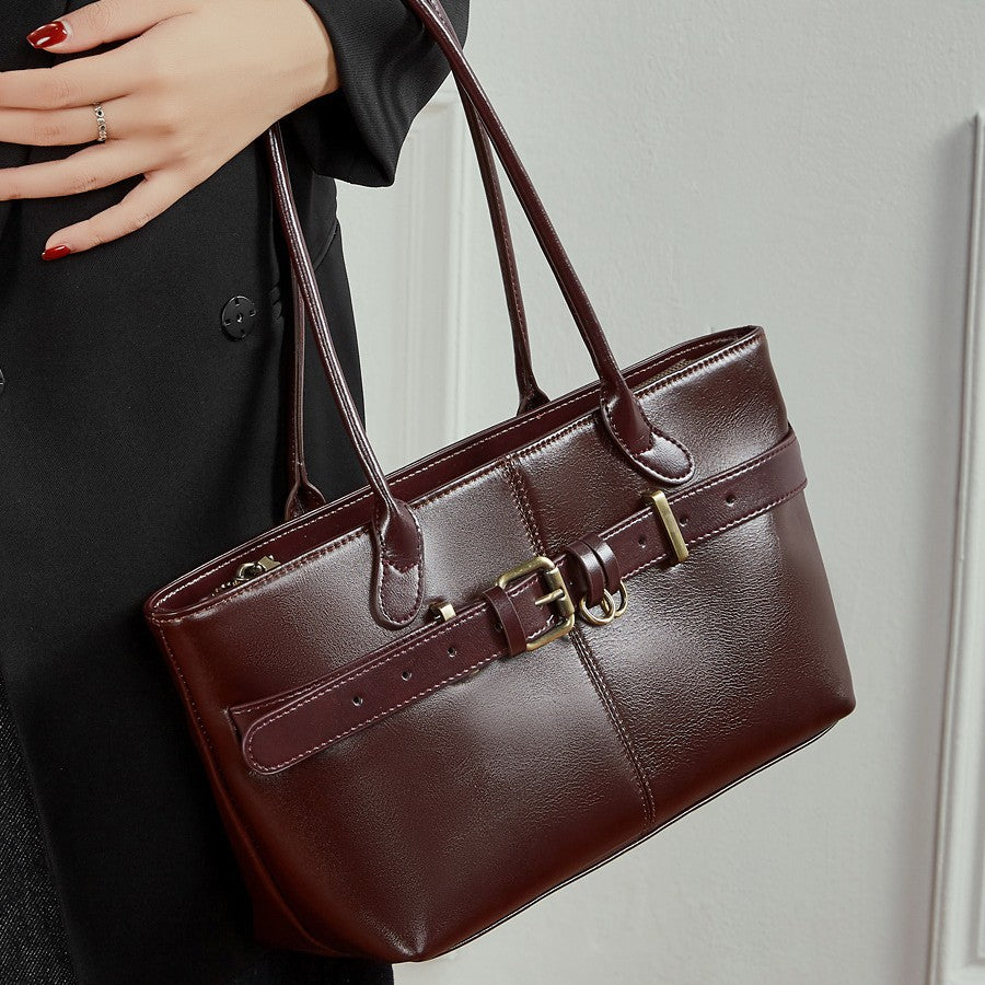 👜High-Quality Leather Fashionable Large-Capacity Commuter Shoulder Bag
