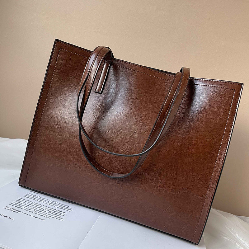 ✨ The Willow Cowhide Tote| Cowhide Leather Commuter Shoulder Bag 🤎