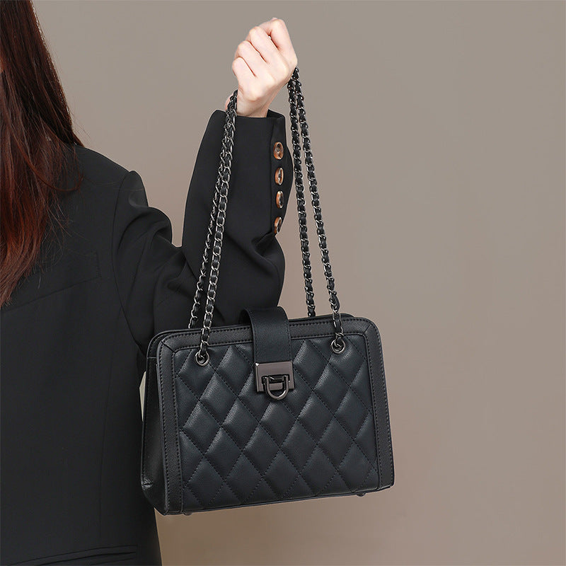 ✨ The Élan Mini Chain Bag | Genuine Leather Square Underarm Evening Bag