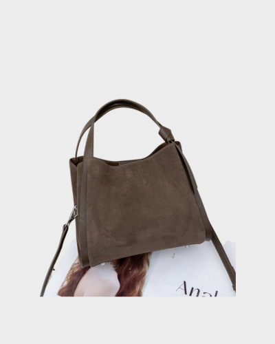 New Womens Niche Frosted Cowhide Bucket Shouldercrossbody Bag