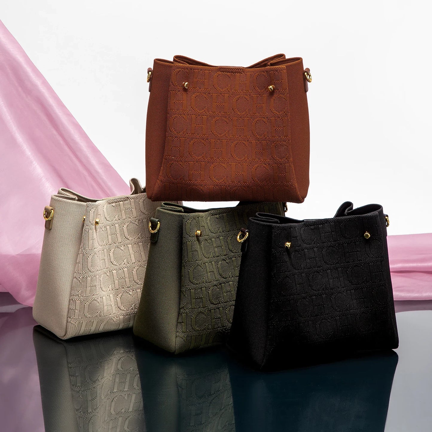 CH Nylon Crossbody Bucket Bag