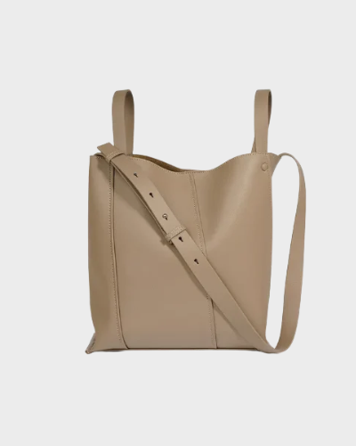 Genuine Cowhide Leather Bucket Shoulder Bag