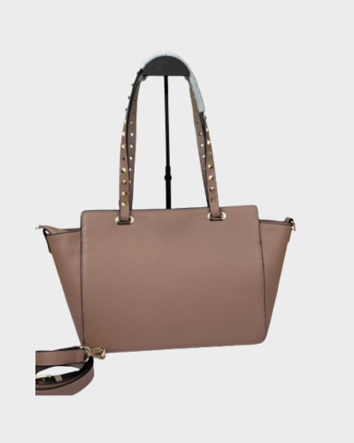 Lychee Grain Leather Rivet Lock Handbag