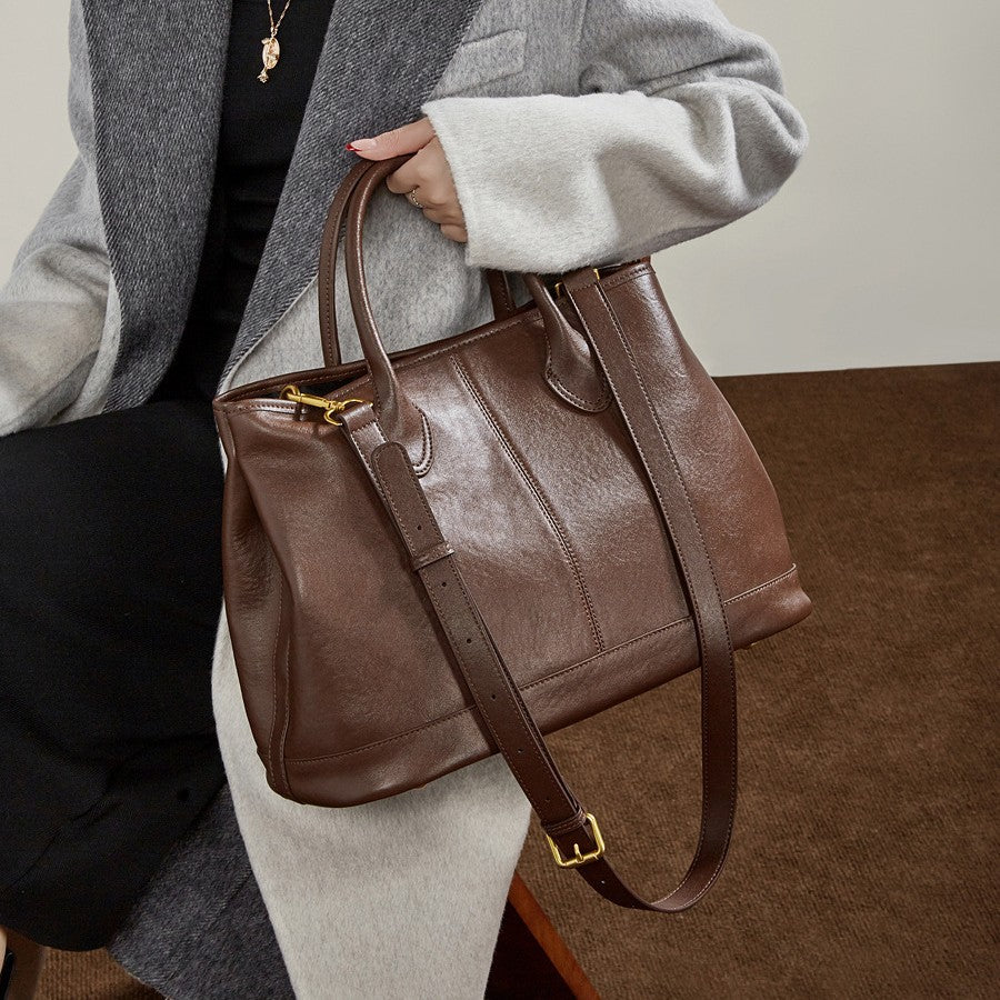 🌸High-Capacity Top-Grain Leather ToteCrossbody Bag For Women