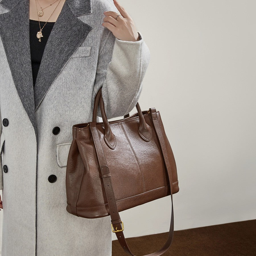 🌸High-Capacity Top-Grain Leather ToteCrossbody Bag For Women