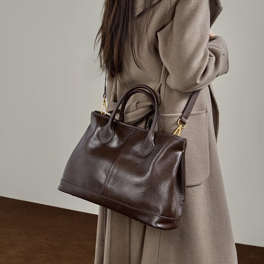 🌸High-Capacity Top-Grain Leather ToteCrossbody Bag For Women
