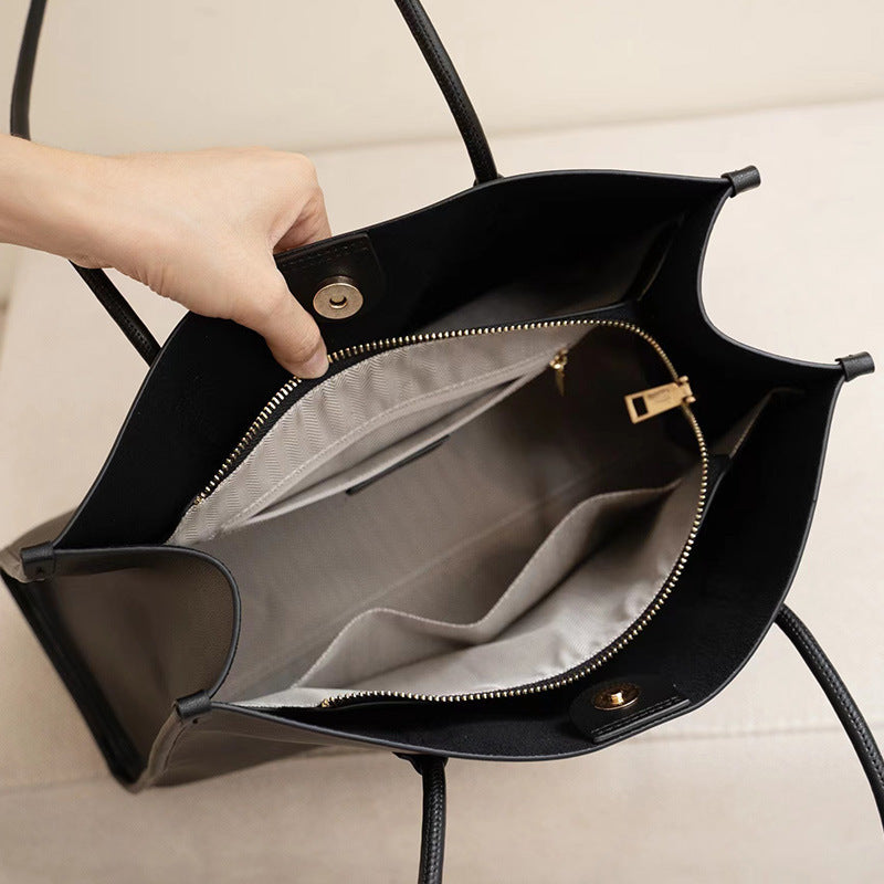 👜 Genuine Leather Bag Women's Tote Bag Commuter Shoulder Bag Large Capacity Large Bag